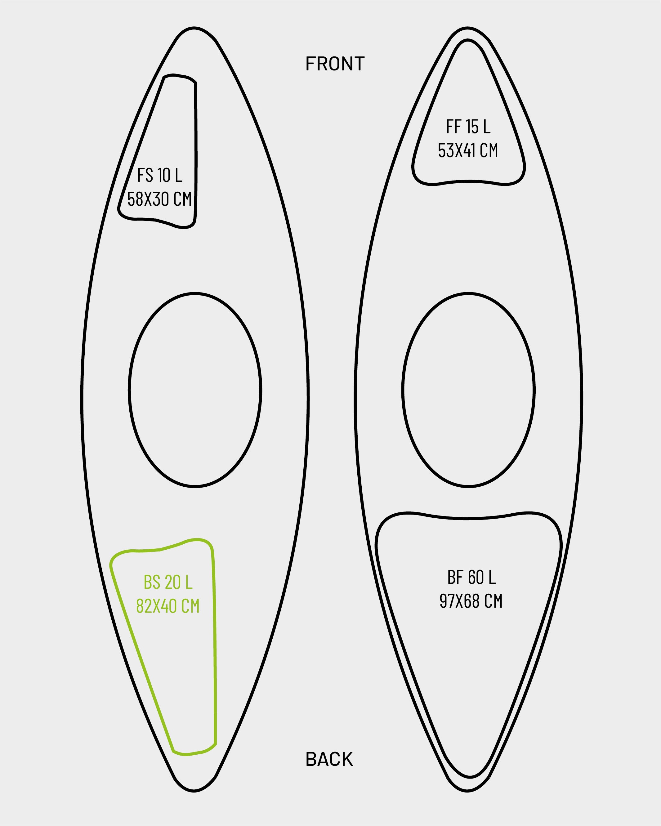 BUOYANCY 2V nafukovací vak - zadní půlený BS